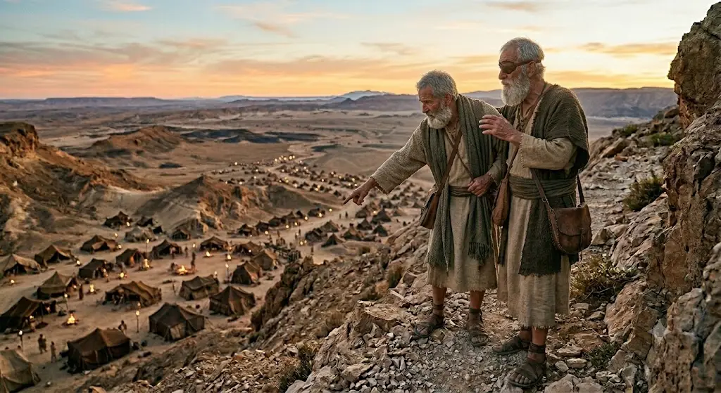 hombres observando desde la montana
