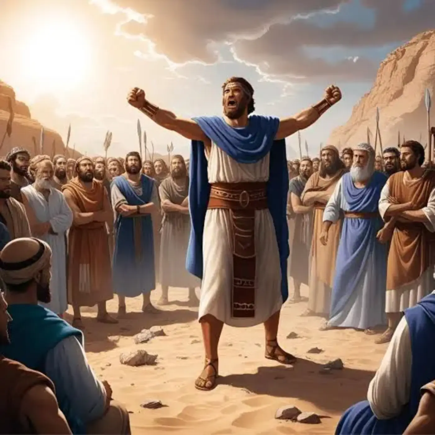 hombre hablando en el desierto