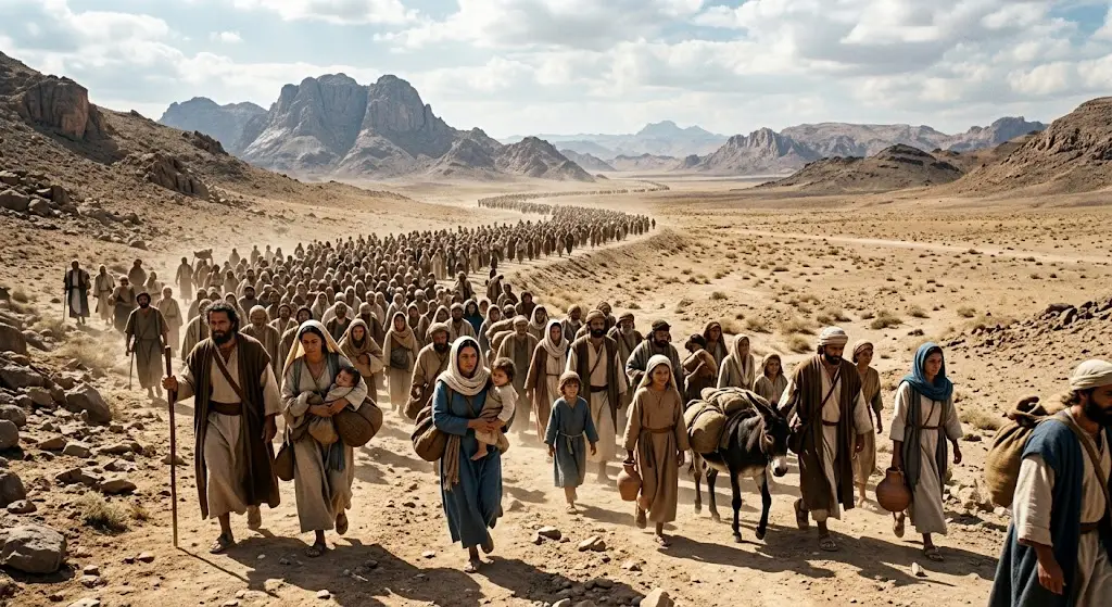 pueblo caminando en el desierto