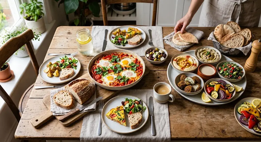 mesa con alimentos